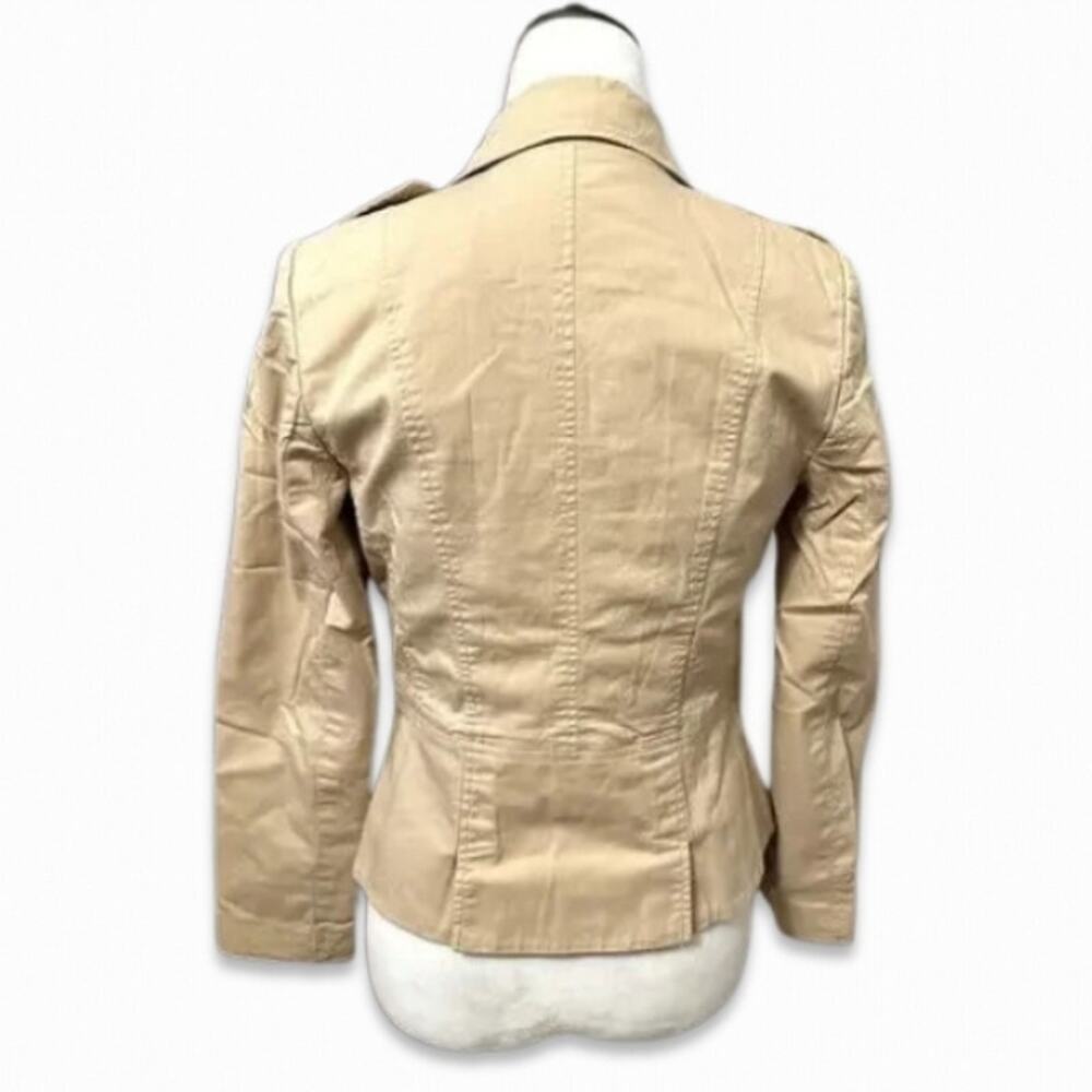 Apostrophe Classic Jacket Flap Pockets Epaulettes Button Front Stretch Beige W 2 - Picture 4 of 9